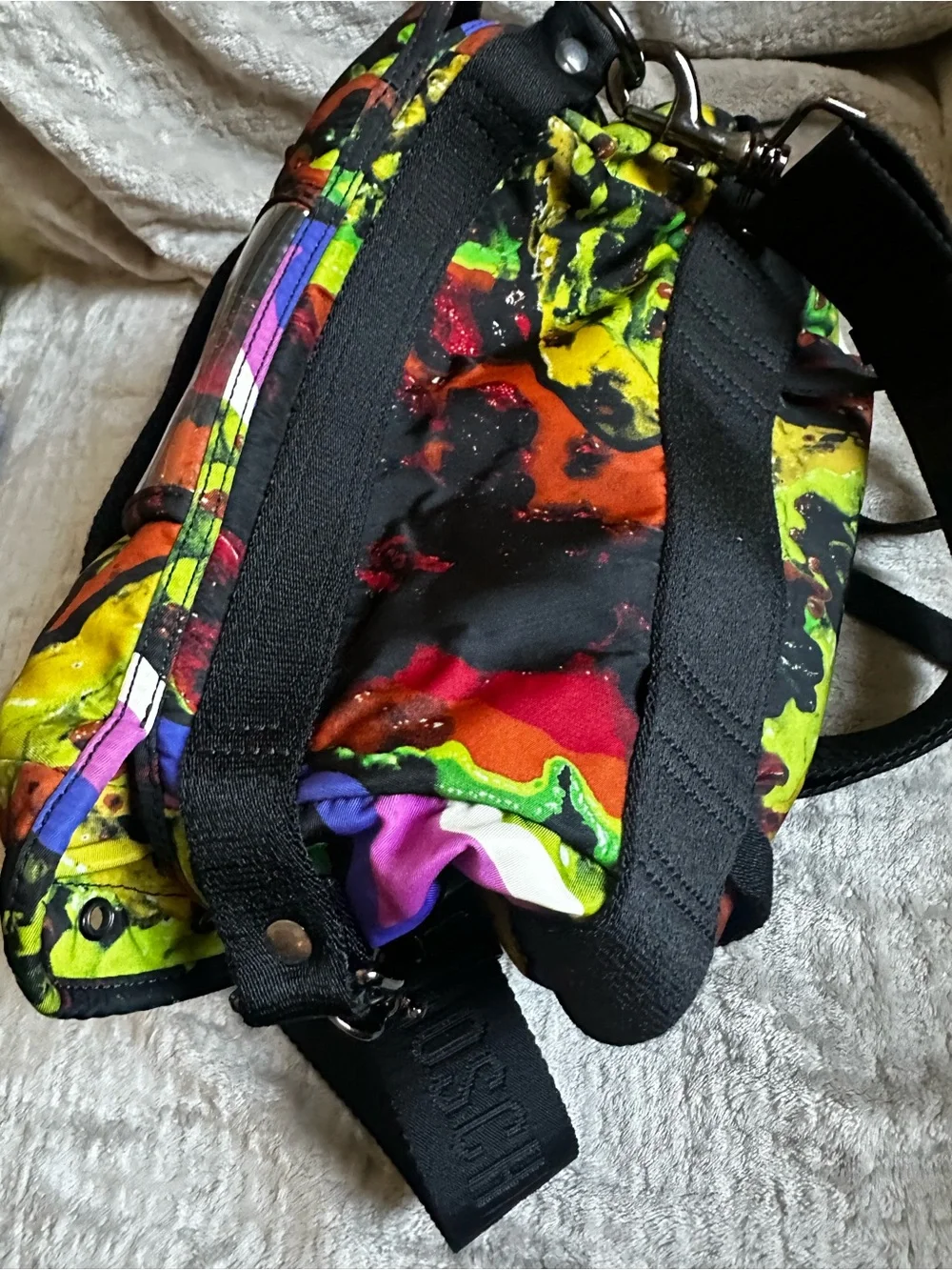 Moschino Neon Splash Messenger Bag - Black Straps